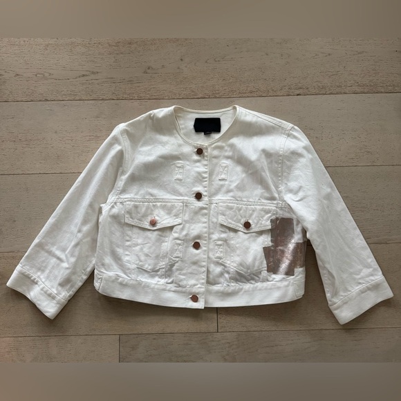 Alexander Wang White metallic Paint Splatter Denim Jacket 4 - Picture 4 of 11